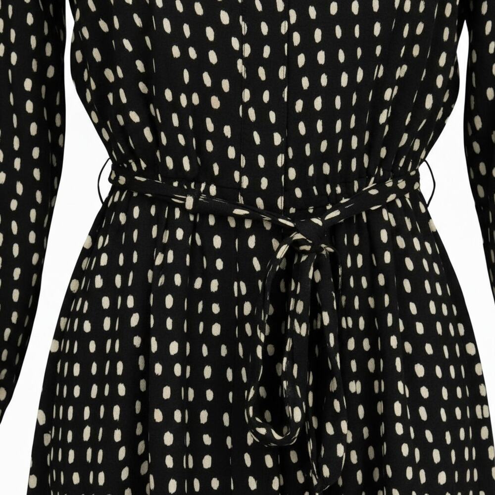 Madewell Black White Lightweight Figure Flattering Polka Dot Belted Midi Dress S - Picture 5 of 11